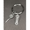 Woodstar Tennis Squash Ball Racket Lightweight Compact Keychain, metallic