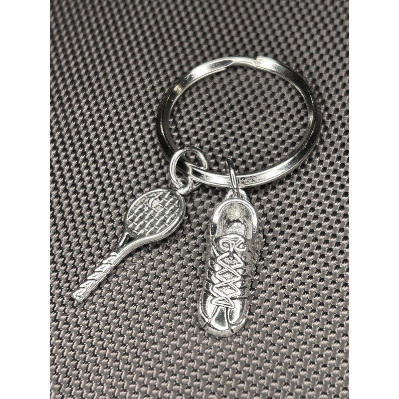 Woodstar Tennis Squash Ball Racket Lightweight Compact Keychain, metallic