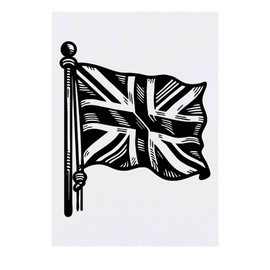 'Union Jack On Flag Pole' Temporary Tattoo - Water Resistant, Skin-Safe, Non-Toxic Transfer (TO00076023)
