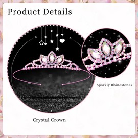 Pink Rhinestone Tiara Crown Sparkling Crystal Bridal Pageant Prom Hair Accessory Birthday Crowns Headband