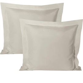 BEDSUM 2 Pcs Microfiber European Pillow Shams, Super Soft and Fade, Wrinkle Resistant Bed Square Throw Pillow Covers with Envelope Closure, 26x26 Inches, Light Grey
