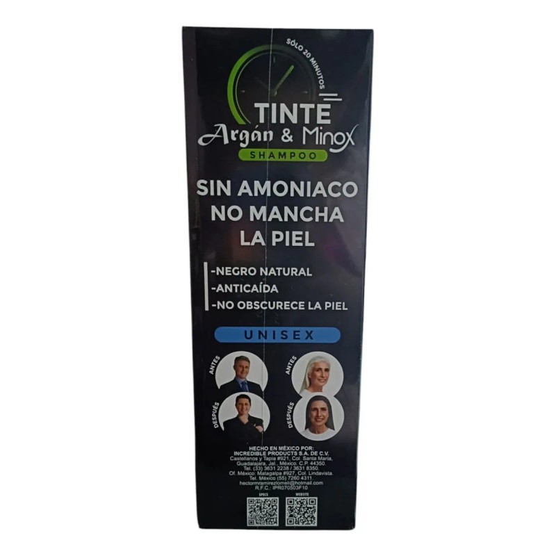Shampoo Para Canas Con Argán & Minox Tinte Negro 450ml
