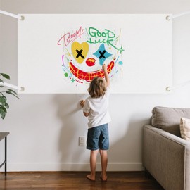 FDHBDF Pack of 1 Large Blank Banner, 180 x 100 cm Blank Banner with Lanyard, DIY Hand Painted Event Background, Display Flag, Suitable for Birthday, Wedding, Party