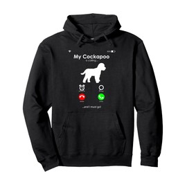 Cockapoo Calling Silhouette Design for Dog Lovers Fun Pullover Hoodie