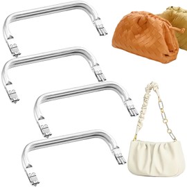 4 PCS Aluminum Purse Frame Clutch Bag Clasp U-Shaped Metal Bag Frame Square-Shaped Assembled Bag Clutch Frames Tubular Hardware Replacements for DIY Bag Making Sewing Craft