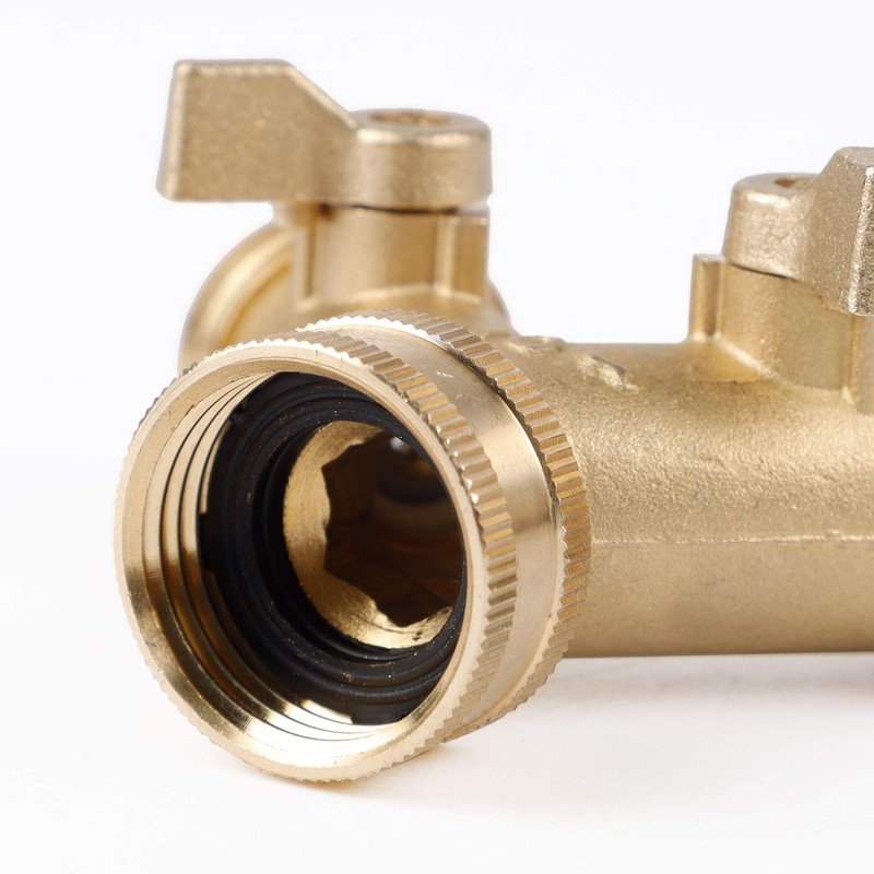 Triumpeek 3/4" Brass 2 Way Hose Splitter, Brass 2 Way
