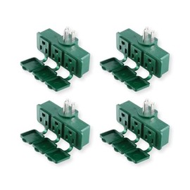 OSKOS 3-Prong Weatherproof 3-Outlet Extender Adapter, Heavy Duty Triple Grounding Outlet with Dust-Proof Cover. Indoor/Outdoor Use, ETL Listed, 4 Pack.