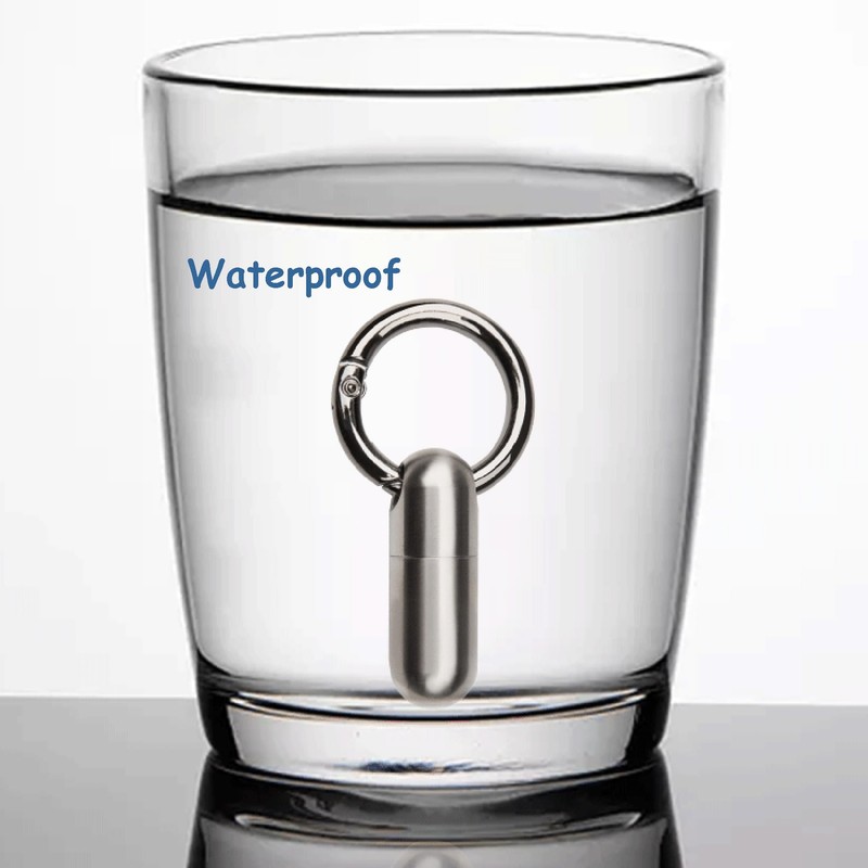 Hamans ポータブル ピルケース 防水 ピルホルダー キーチェーン チタン EDC ピルオーガナイザー ピルボックス