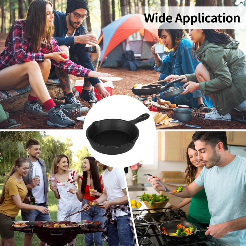 OMISTAR 6 Pcs Cast Iron Frying Pans Set, Includes Spatula,