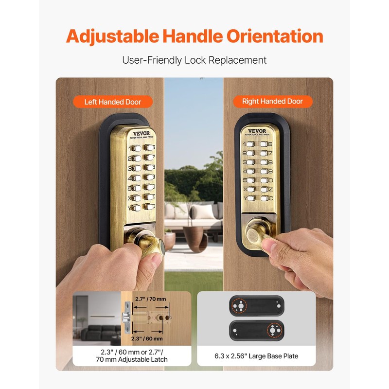 VEVOR Mechanical Keyless Entry Door Lock, 14 Keys, Mechanical Keypad
