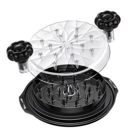 Meat Breaker Upper & Chicken Shredder Tool – Manual Meat Separator with Twist-Lid Action, Visible Top, Non-Slip Base – Shredded Chicken Tool, Meat Chopper, Mix and Chop Kitchen Utensil (Black)