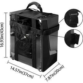 Desktop Computer Carrying Straps, Desktop Computer Tower Carrier Harness,PC Tower Carrying Strap with Rubber Handle, Desktop Carrying CaseTravel Holder with Ideal for Transporting On The Go (Black)