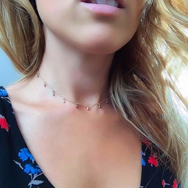 Jugielu Boho Rhinestone Choker Necklace Silver Crystal Dangle Necklace Choker Tiny Circle CZ Pendant Necklace Cubic Zirconia Station Necklace Chain Jewelry for Women