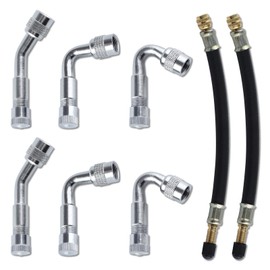 LEONTOOL Tire Valve Extension 8 Inch Flexible Valve Stem Extenders with 45 Degree 90 Degree 135 Degree Schrader Tire Valve Extension Adaptor Compatible for Cars Truck Motorcycle Bike Scooter Bicycles