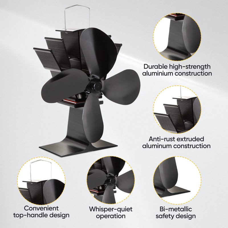 Albert Austin Heat Powered Stove Fan Powerful 4 Blade Design