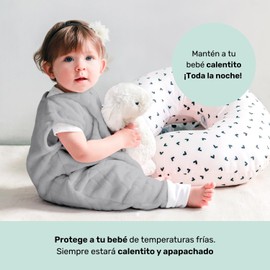 Nap Baby Saquito para Dormir para bebés con Abertura para pies con Cierre Zig Zag Gris Perla 2 a 4 años