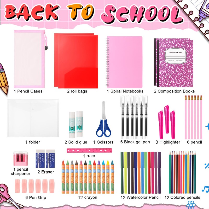 Gilprop 39 Pcs Back to Supplies Essentials Bundle Include Pencils