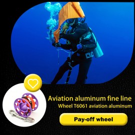 Keep Diving FXL-952 Aluminium Spool Reel Colorful Polyester Rope Hanging Rotary Reels Freediving Underwater Accessories, Purple, 15m