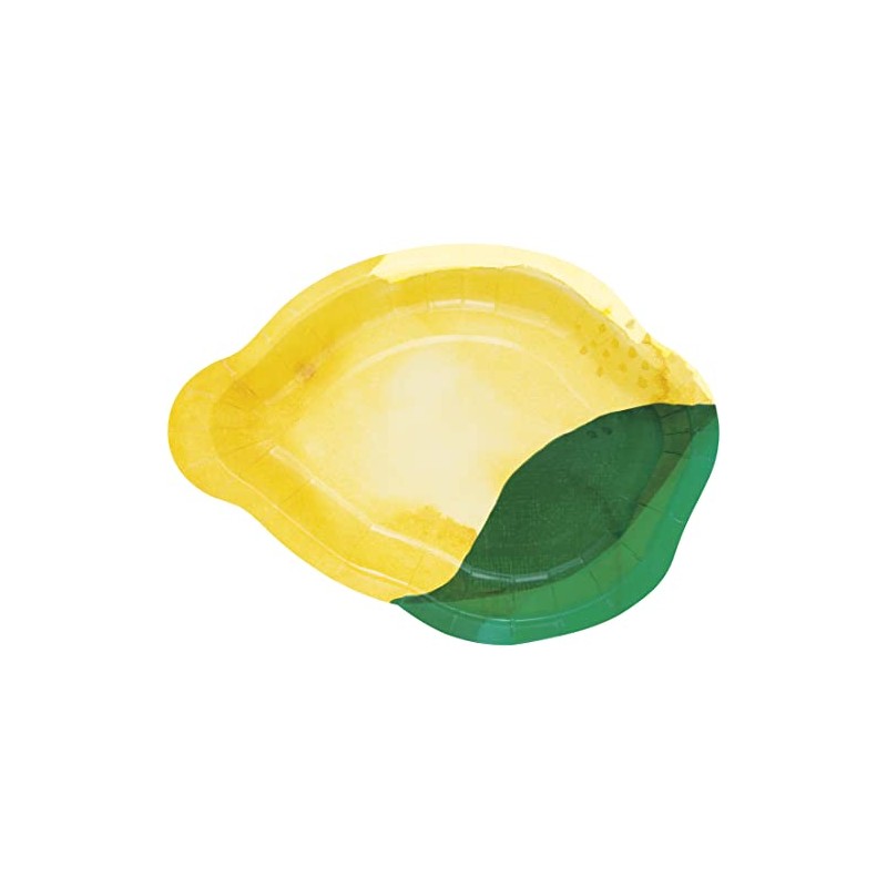 Unique 16476 Lemon Shaped Paper Plates-23 cm-Citrus Fruit Summer Party-8