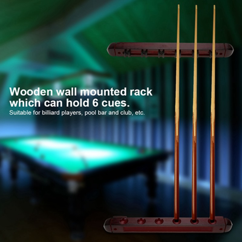 Wooden Billiard Pool Cue Rack Wall Mounted Rack Stick Holder