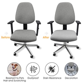 Yikko Elastic Stretch Spandex Chair Seat Covers Slipcovers Washable fit for Office Chairs,Dining Room Chairs,Bar Wedding Party Decor (4, Silver)