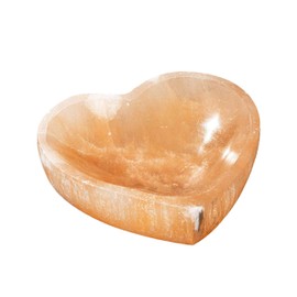 NKlaus Peach Selenite Heart Bowl 10.5 x 10 x 3 cm - Heart-Shaped Bowl Made of Peach Selenite, Ideal for Gemstones and Jewellery, Handmade for Meditation and Energy Work, Spiritual Decoration 16337