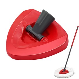 Triangular Spin Mop Replacement Head 1 Pack Compatible with Turbo EasyWring System Replacement Mop Attachment in Red Heavy Duty Plastic Base for Home Use