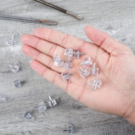 PAGOW 3mm 1/8 Inch Shelf Support Peg, Clear Cabinet Shelf Holders Pins, Metal & Plastic Replacement Pegs for 1/8 inch Holes (Pack of 40) Locking Pins