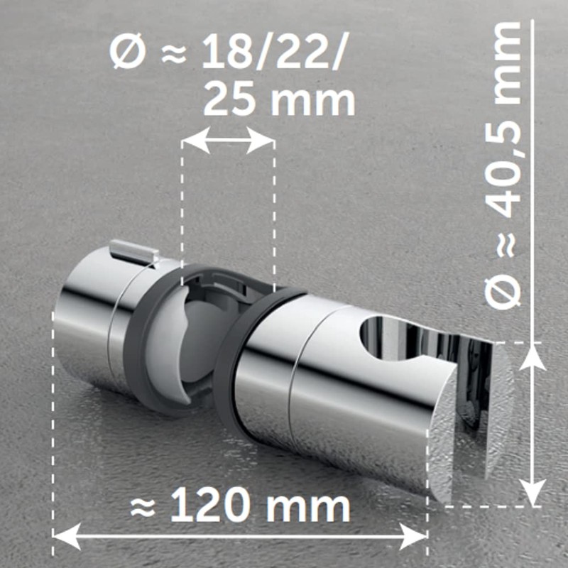 66340 Shower Holder DN 18/22/25 mm Chrome for Shower Rail