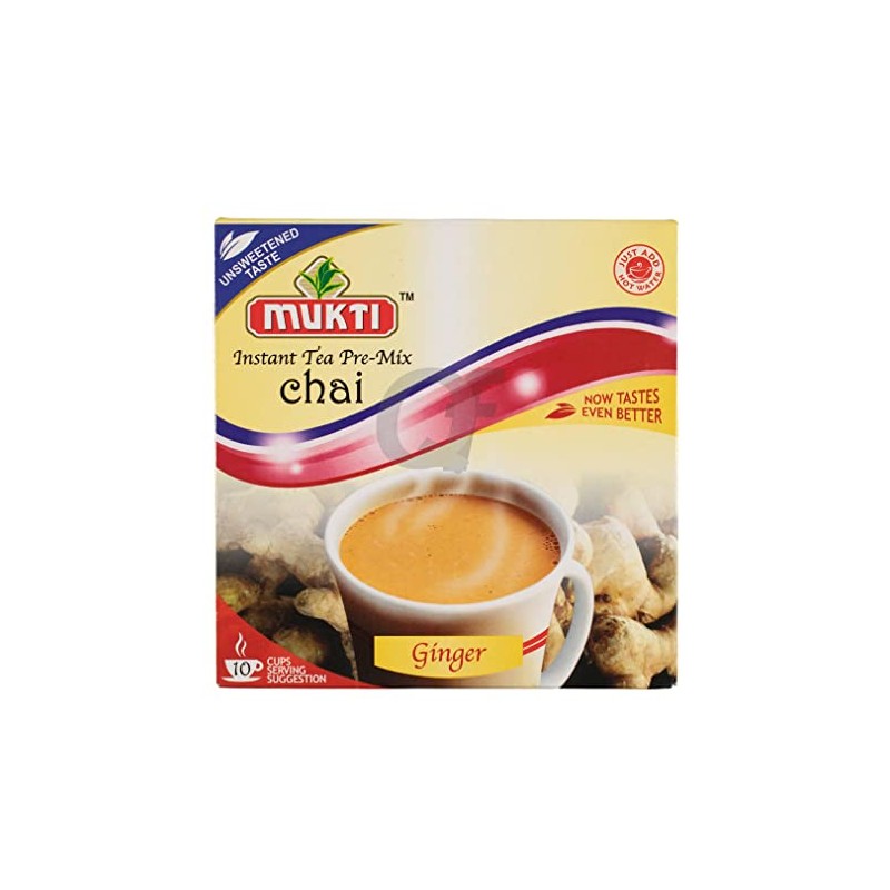 Mukti Instant Tea Pre-Mix Chai Ginger Unsweetened - 140g(10 Sachets)