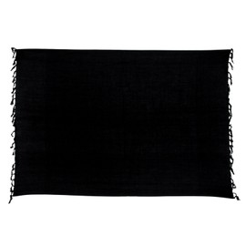 Kascha Sarong Pareo Wickelrock Strandtuch Tuch Wickeltuch Handtuch - Blickdicht - ca. 170cm x 110cm - Schwarz Einfarbig Handgefertigt inkl. Kokos Schnalle in Fischform