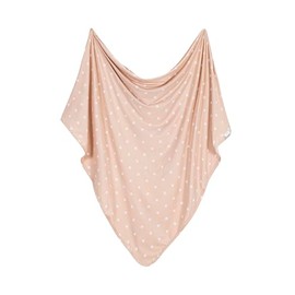 Bazzle Baby Swaddle Blanket, Premium Knit Baby Sleep Blanket Wrap, Large Soft Stretchy Baby Boy and Girl, for Newborn, Infant, and Toddler, Mocha with White Criss-Cross Pattern