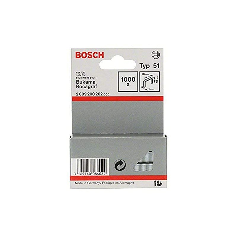 Bosch 2609200202 Fine Wire Staple, Silver, 10 x 10 mm,