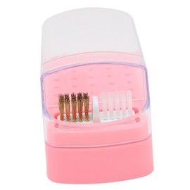 Nail Drill Bits Cleaning Brush Holder, Portable Space Saving Nail Drill Bit Holder Manicure Tools 30 Holes for Nail Art Beginner for Home (Pink)