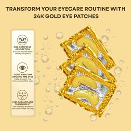 Montegoni® 24K Gold Under Eye Patches (20 Pairs) Collagen Eye Masks for Dark Circles, Puffy Eyes & Wrinkles – Hydrating Gel Eye Patches for Men & Women