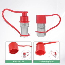 M METERXITY 2 Set Hydraulic Coupler Dust Cap and Plug 1/2 ISO Flat Face PVC Rubber Covers with Retention Ring Quick Connects Port Covers Fittings Dust Caps Plugs for Hydraulic Couplers [Red]