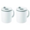 Copco Iconic Plastic Double Wall Insulated Desk Mug 16 Oz 2 Pack, Gray White