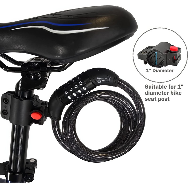 Lumintrail Combination Bike Lock Cable for Bike Accessories - 4ft
