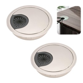 2 Pack 80mm Desk Grommet Kit,Zinc Alloy Desk Hole Covers,Computer Desktop Grommets Cable Management Wire Organizers,Round Table Cable Hole Cover for Home Office,Brushed Silver