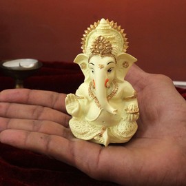 TIED RIBBONS Ganesh Statue for Car Dashboard | Resin, 3 Inch | Ganesha Idol for Home, Office, Desk, Pooja | Baby Ganesha Statues Festival Decoration | Indian God Idol Indian Gifts