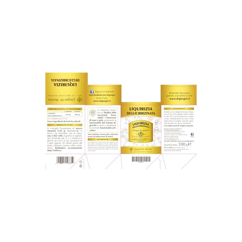 Dr Giorgini LIQUIRIZIA DEGLICIRRIZINATA polvere solubile - 100 g