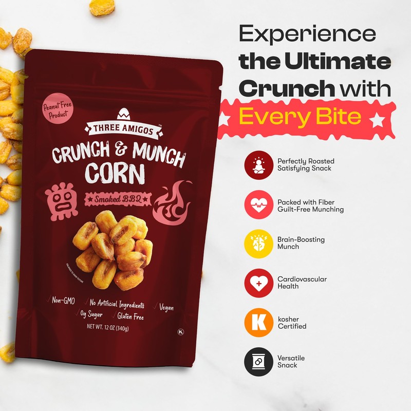 Three Amigos Corn Nuts Suger Free, 100% Vagan, Peanut Free