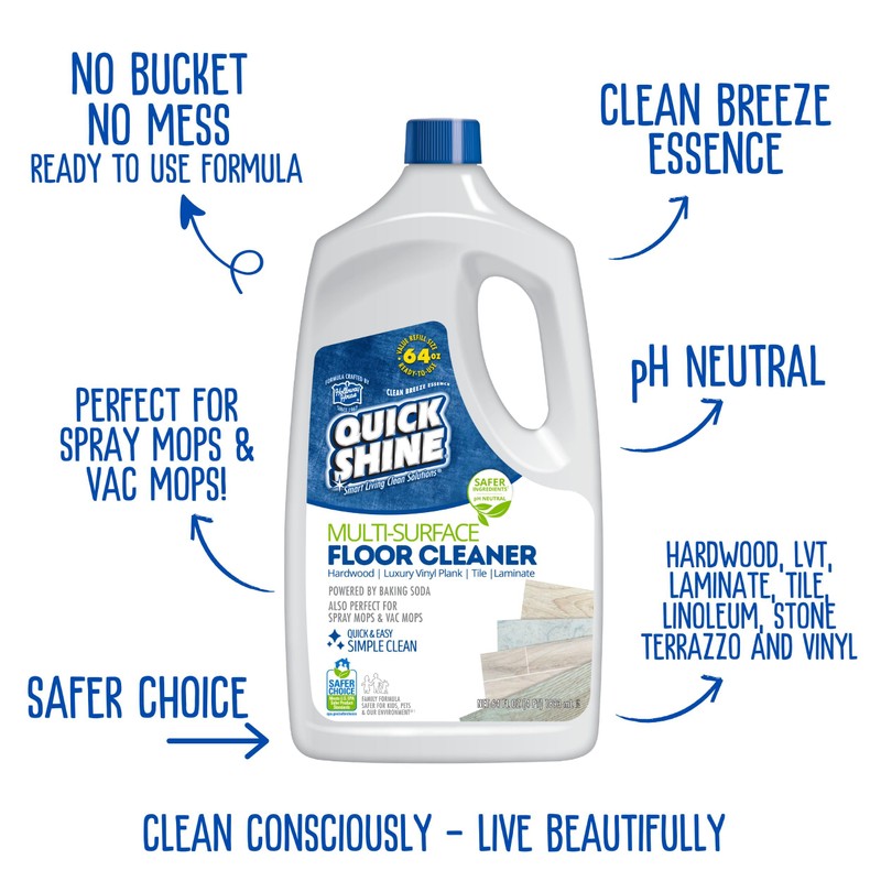 Quick Shine Multi Surface Floor Cleaner 64oz, 4Pk | Ready
