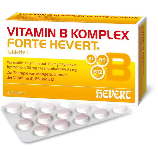 Vitamin B Complex Forte Hevert, 100 mg/ 50 mg/ 0.5 mg, Tablets, Pack of 60 Tablets