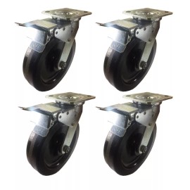 Hy-Weld 4 Heavy Duty Caster Set 4" 5" 6" 8" Phenolic Wheels Rigid and Total Lock Brake - 8": 4 STL
