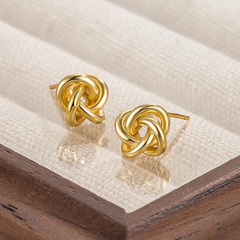 Chunky Gold Knot Earrings for Women Gold Geometric Drop Dangle