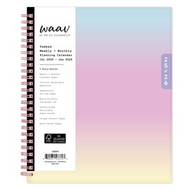 Blue Sky WAAV 2025-2026 Weekly and Monthly Academic Year Planner Calendar, July 2025 - June 2026, 7" x 9", Flexible Cover, Wirebound, Laminated Tabs, Storage Pocket, Lisa