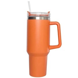 40oz Insulated Stainless Steel Thermal Mugs with Straw and Lid - Eco-Friendly Leakproof Design for Home, Office, Car, Travel, and Sports Sustained Temperature Control (Orange)
