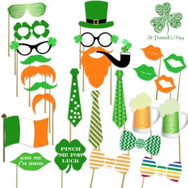 [USA-SALES] St Patrick's Photo Booth Props, Attached, No DIY Required, Party Decorations Photo Booth Props Irish Day Mustaches