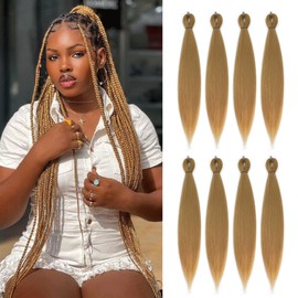 ROSDINA Pre-stretched Braiding Hair - 30 Inch, Yaki Texture, 8 Packs, Blonde, Super Long, For Twist or Box Braids, Synthetic Braiding Hair Extensions